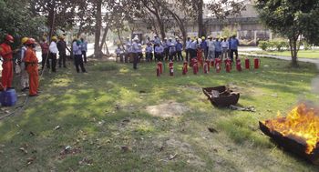 Employees being taken through a safety drill